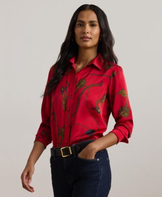 Lauren Ralph Lauren - Women's Classic-Fit Print Satin Charmeuse Shirt