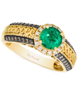Le Vian - Costa Smeralda Emerald (1/2 ct. t.w.) & Diamond (1/3 ct. t.w.) Ornate Ring in 14k Yellow Gold