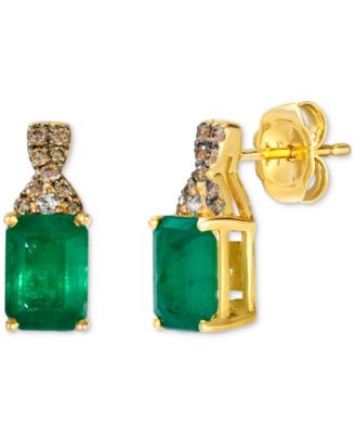 Le Vian - Emerald (1-1/2 ct. t.w.), Chocolate Diamond (1/10 ct. t.w.) & Nude Diamond Accent Drop Earrings in 14k Honey Gold