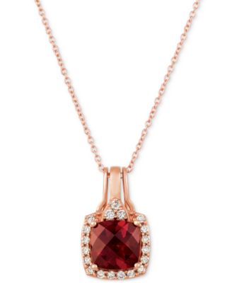 Le Vian - Garnet (2-1/3 ct. t.w.) & Nude Diamond (1/4 ct. t.w.) 20" Adjustable Pendant Necklace in 14k Rose Gold