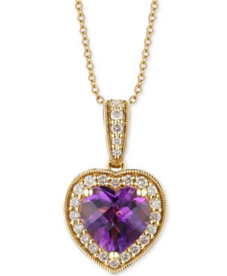 Le Vian - Dark Amethyst (1-5/8 ct. t.w.) & Nude Diamond (1/4 ct. t.w.) Heart 20" Adjustable Pendant Necklace in 14k Yellow Gold