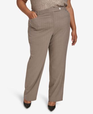 Calvin Klein - Plus Size Pinstriped High-Waisted Pants