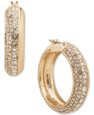 KARL LAGERFELD PARIS - Gold-Tone Pav&eacute; Small Hoop Earrings, 0.85"