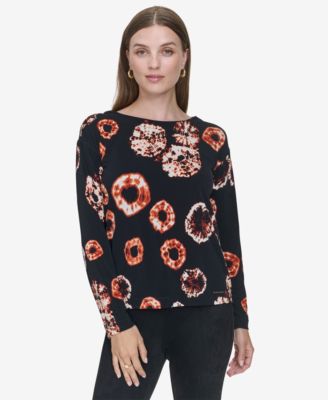 Halston - Women's Printed Boat-Neck Top