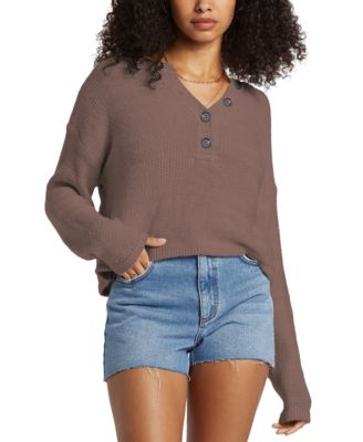 Billabong - Juniors' Shallow Waters Long-Sleeve Henley Sweater Top