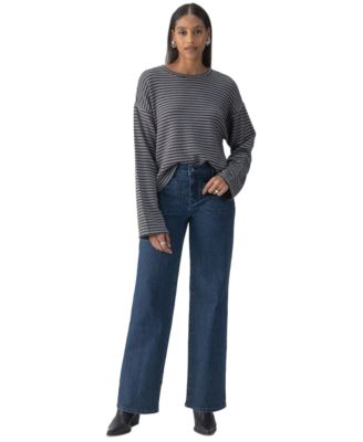 Sanctuary - Women's Textured Striped Dropped-Shoulder Top