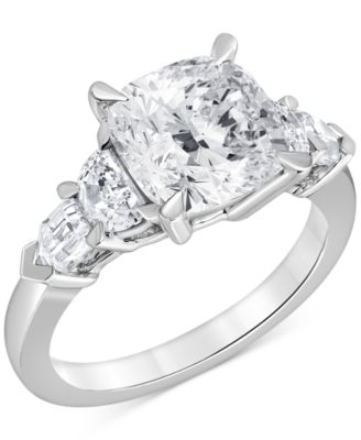 Badgley Mischka - Certified Lab Grown Diamond Solitaire Plus Five Stone Ring (3-3/4 ct. t.w.) in 14k White Gold