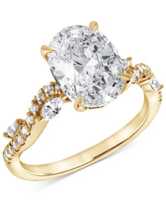 Badgley Mischka - Certified Lab Grown Diamond Solitaire Plus Oval Engagement Ring (3-1/5 ct. t.w.) in 14k Yellow Gold