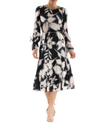 julia jordan - Women's Printed Tie-Waist Tie-Cuff Dress