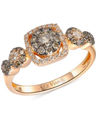 Le Vian - Chocolate Diamond & Vanilla Diamond Multi Halo Ring (5/8 ct. t.w.) in 14k Rose Gold