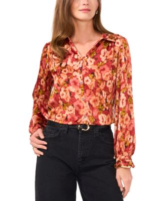 Vince Camuto - Women's Floral-Print Collar Button Blouse