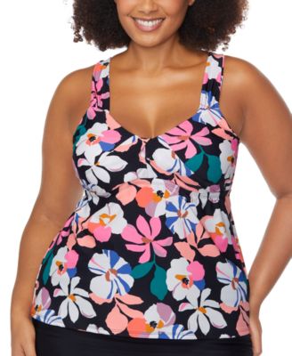 Raisins Curve - Trendy Plus Size Rimini Printed Tankini Top