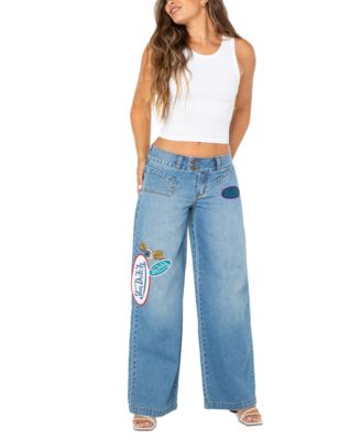 Von Dutch - Women's Logo Patch Wide-Leg Jeans