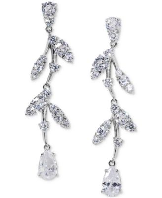 Eliot Danori - Silver-Tone Cubic Zirconia Vine Linear Drop Earrings