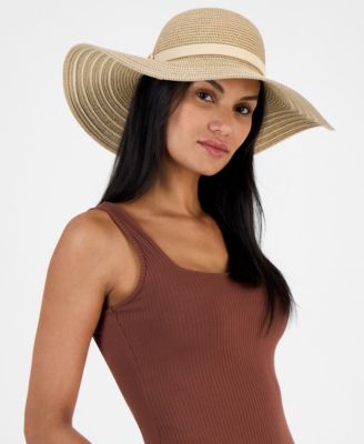 I.N.C. International Concepts - Stripe-Brim Floppy Hat with Contrast Band
