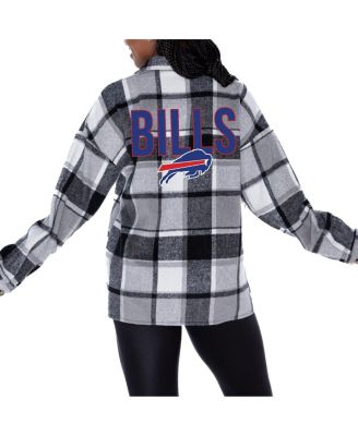 Gameday Couture - Women's  Gray Buffalo Bills Fieldside Fun Plaid Button-Up Overshirt