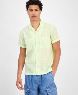 Sun + Stone - Men's Chase Short Sleeve Textured Button-Front Camp Shirt