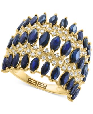 EFFY Collection - Sapphire (3-5/8 ct. t.w.) & Diamond (5/8 ct. t.w.) Crown Inspired Statement Ring in 14k Gold