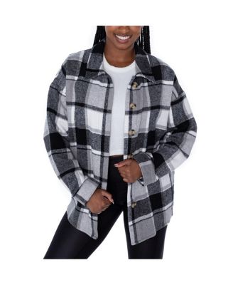 Gameday Couture - Women's Gray Indianapolis Colts Fieldside Fun Plaid Button-Up Overshirt