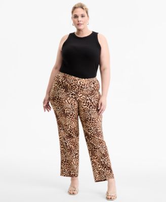 I.N.C. International Concepts - Plus Size Printed Mid-Rise Straight-Leg Pants