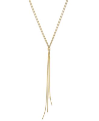 Italian Gold - Adjustable Tassel Lariat Long Necklace in 14k Gold-Plated Sterling Silver