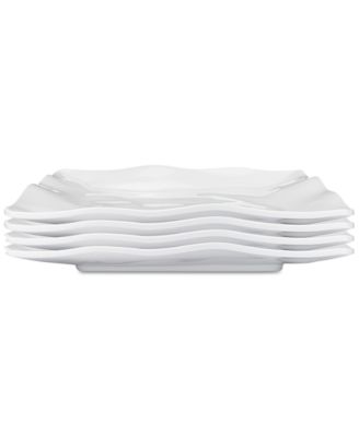 Q Squared - Ruffle 4-Pc. Melamine 10.5" Square Dinner Plate Set