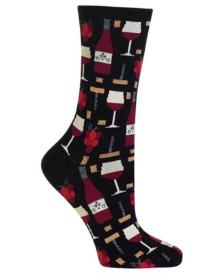 Hot Sox - Socks, Wine & Cheese Printed Crew  Coffee