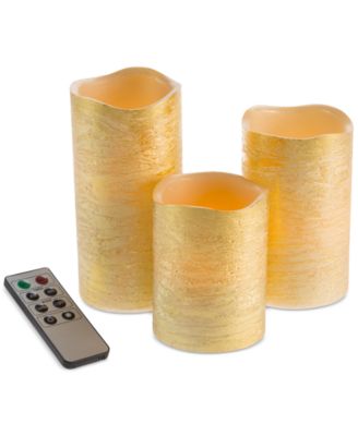 Trademark Global - 4-Pc. Distressed Flameless LED Candles & Remote Control Set