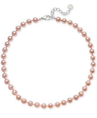 Charter Club - Silver-Tone Pink Imitation Pearl (8mm) Collar Necklace