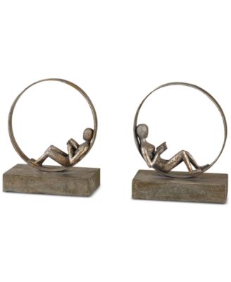 Uttermost - Lounging Reader Set of 2 Antique-Look Bookends