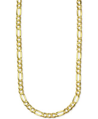 Italian Gold - Sophistication and shine come together in this long-length Figaro solid link chain (4mm) necklace.