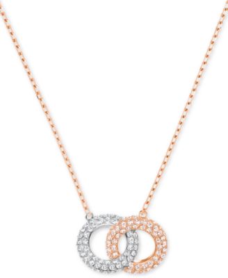 Swarovski - Two-Tone Crystal Linked Circle 17-3/4" Pendant Necklace